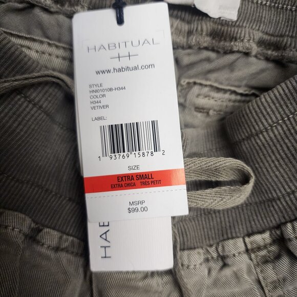 Habitual Green Cargo Jogger Pants Women's XS Soft Pull On Vetiver Tencel Blend - Picture 5 of 9